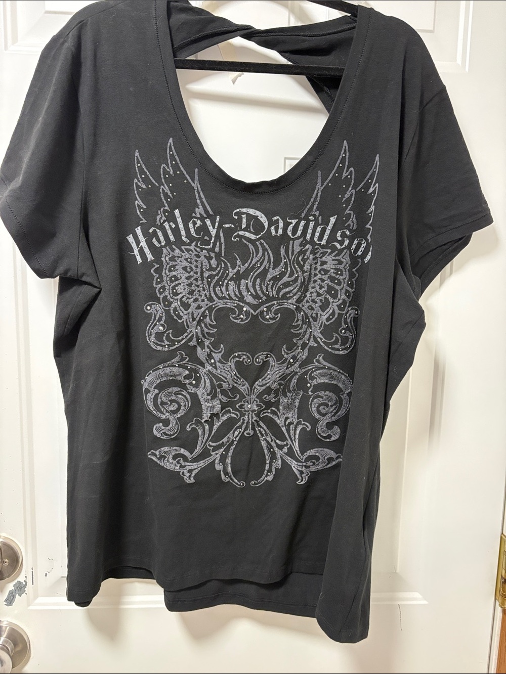 Harley-Davidson Black Short-Sleeve Tee with Silver Winged Graphic